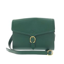 ▼▼ Longchamp ロンシャン レディース ショルダーバッグ レザー 斜め掛け グリーン Bランク