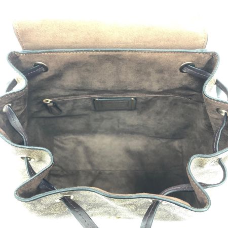  COACH コーチ レディース リュック シグネチャー スエード×PVC 巾着バッグ F2157 ブラウン/オレンジ