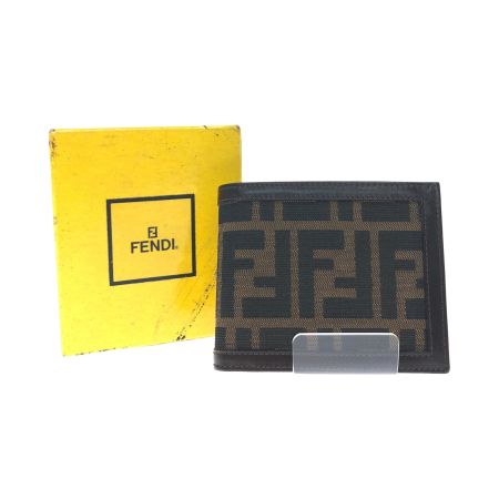  FENDI フェンディ ユニセックス 二つ折り財布 ヴィンテージ ズッカ キャンバス×レザー 2289-31011-008