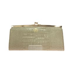 ▼▼ A.D.M.J エーディーエムジェー レディース 長財布 がま口財布 クロコ型押し 26WS6004 ベージュ Aランク