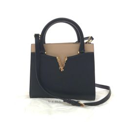 ▼▼ VERSACE ベルサーチ レディース 2WAYバッグ ハンドバッグ ショルダー ヴィルトゥス 1005960 ブラック/ベージュ Bランク