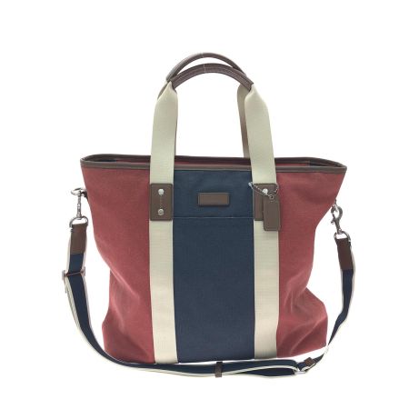  COACH コーチ メンズ トートバッグ ヘリテージキャンバス×レザー 2WAY デニム アウトレット F70825 ネイビー×レッド