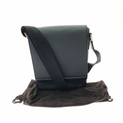 ▼▼ dunhill ダンヒル メンズ ショルダーバッグ ボディバッグ メッセンジャーバッグ オールレザー シボ革 ブラック Bランク