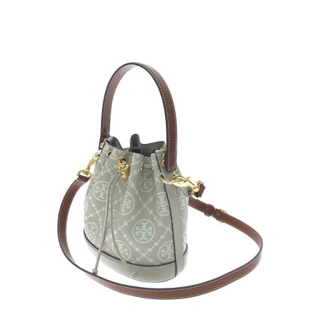  TORY BURCH トリーバーチ レディース 2WAYバッグ ショルダーバッグ Tモノグラム ぺブルドミニバスケットバッグ 巾着 フレッシュクレイ