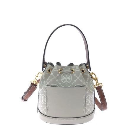  TORY BURCH トリーバーチ レディース 2WAYバッグ ショルダーバッグ Tモノグラム ぺブルドミニバスケットバッグ 巾着 フレッシュクレイ