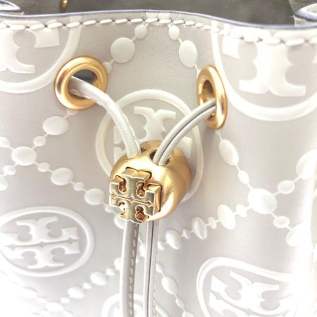  TORY BURCH トリーバーチ レディース 2WAYバッグ ショルダーバッグ Tモノグラム ぺブルドミニバスケットバッグ 巾着 フレッシュクレイ