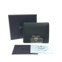 PRADA プラダ レディース 二つ折り財布 サフィアーノ レザー 1MV204 ブラック Bランク