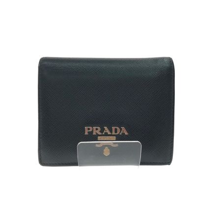 PRADA プラダ レディース 二つ折り財布 サフィアーノ レザー 1MV204 ブラック