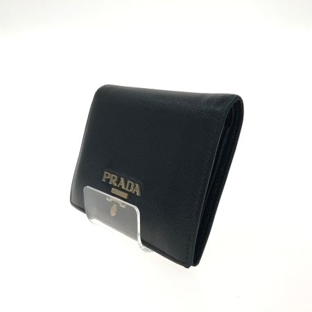 PRADA プラダ レディース 二つ折り財布 サフィアーノ レザー 1MV204 ブラック