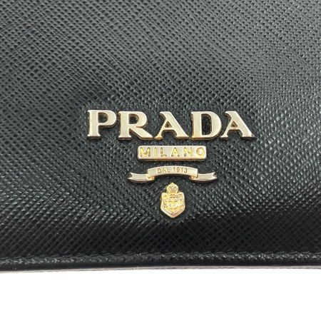 PRADA プラダ レディース 二つ折り財布 サフィアーノ レザー 1MV204 ブラック
