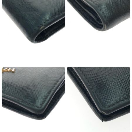 PRADA プラダ レディース 二つ折り財布 サフィアーノ レザー 1MV204 ブラック