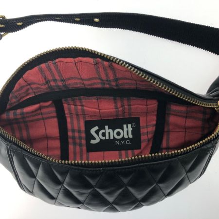 Schott ショット メンズ ウエストポーチ ボディバッグ クラシック キルティング レザー 5976008 ブラック
