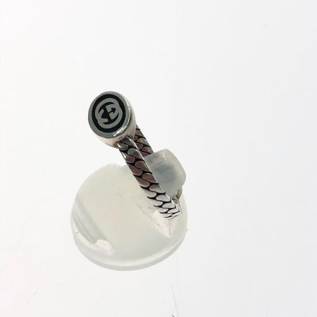 GUCCI グッチ ユニセックス シルバーリング SV925 インターロッキングG スリム ブラック エナメル リング 20号 3.4g