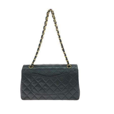 CHANEL シャネル レディース ショルダーバッグ ラムスキン Wフラップ マトラッセ25 ゴールドチェーン ブラック