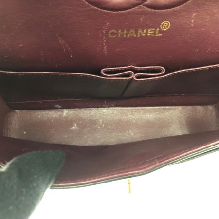 CHANEL シャネル レディース ショルダーバッグ ラムスキン Wフラップ マトラッセ25 ゴールドチェーン ブラック