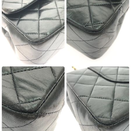 CHANEL シャネル レディース ショルダーバッグ ラムスキン Wフラップ マトラッセ25 ゴールドチェーン ブラック