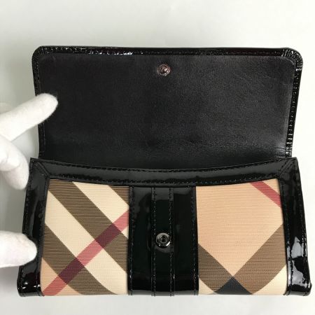 中古】 BURBERRY バーバリー 二つ折り長財布 ノバチェック PVC 