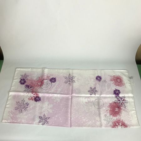  CHANEL シャネル シルクスカーフ 85×85 ホワイト×パープル