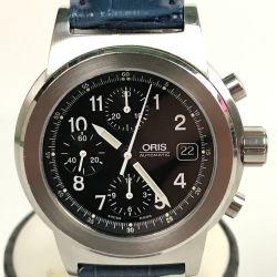 ■■ ORIS オリス ビッグクラウン 自動巻き メンズ腕時計 クロノグラフ ブラック 7511 Bランク