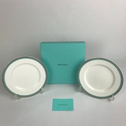 ■■ Tiffany & Co. ティファニー プラチナブルーバンド デザートプレート 2枚 Sランク