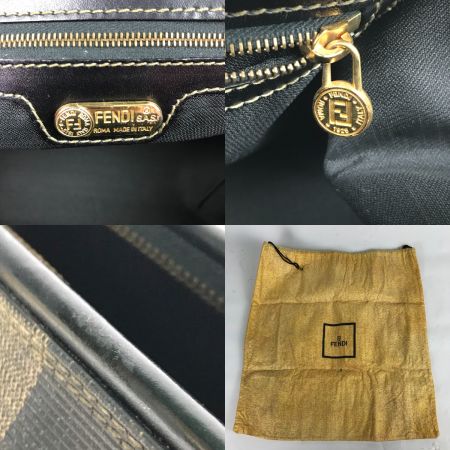  FENDI フェンディ ペカン柄 ミニボストンバッグ ハンドバッグ ブラウン