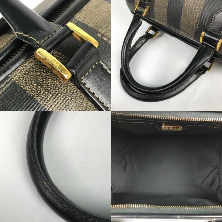  FENDI フェンディ ペカン柄 ミニボストンバッグ ハンドバッグ ブラウン