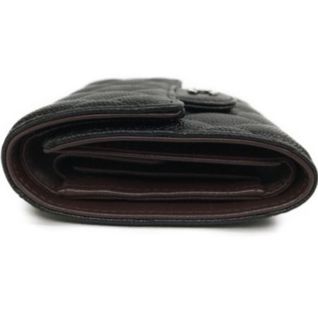  CHANEL シャネル 3つ折り財布 マトラッセ キャビアスキン ココマーク A84401 ブラック