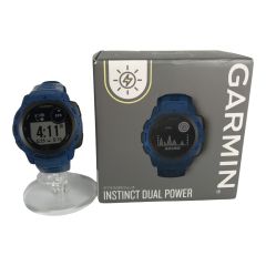  GARMIN タフネスGPSウォッチ INSTINCT DUAL POWER 箱・取説付 010-02293-35 ブルー Bランク