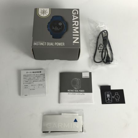  GARMIN タフネスGPSウォッチ INSTINCT DUAL POWER 箱・取説付 010-02293-35 ブルー