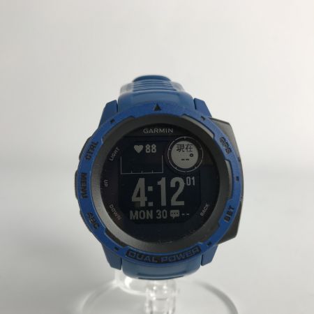  GARMIN タフネスGPSウォッチ INSTINCT DUAL POWER 箱・取説付 010-02293-35 ブルー
