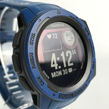  GARMIN タフネスGPSウォッチ INSTINCT DUAL POWER 箱・取説付 010-02293-35 ブルー