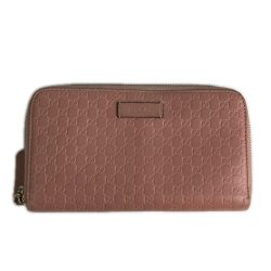 ■■ GUCCI グッチ マイクログッチシマレザー ラウンドファスナー財布 長財布 449391 くすみピンク Cランク