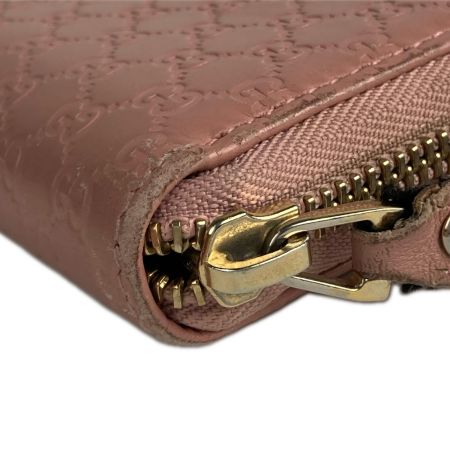  GUCCI グッチ マイクログッチシマレザー ラウンドファスナー財布 長財布 449391 くすみピンク