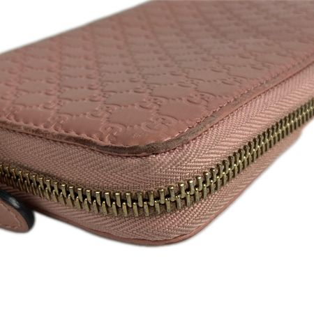  GUCCI グッチ マイクログッチシマレザー ラウンドファスナー財布 長財布 449391 くすみピンク