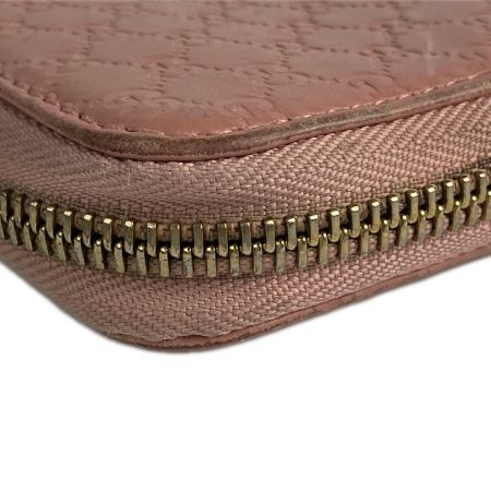  GUCCI グッチ マイクログッチシマレザー ラウンドファスナー財布 長財布 449391 くすみピンク