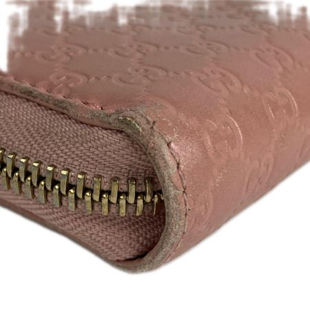  GUCCI グッチ マイクログッチシマレザー ラウンドファスナー財布 長財布 449391 くすみピンク