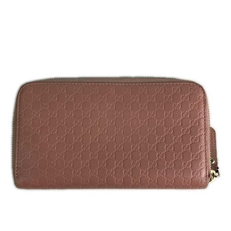  GUCCI グッチ マイクログッチシマレザー ラウンドファスナー財布 長財布 449391 くすみピンク