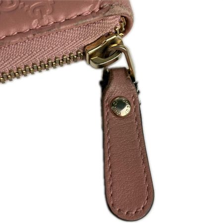  GUCCI グッチ マイクログッチシマレザー ラウンドファスナー財布 長財布 449391 くすみピンク