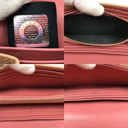  BVLGARI ブルガリ 二つ折り長財布 ブルガリ・ブルガリ レザー 291025 ピンクベージュ