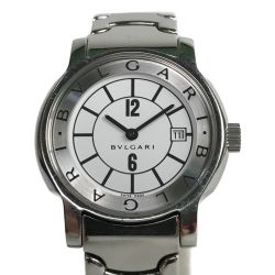 ■■ BVLGARI ブルガリ ソロテンポ 白文字盤 クォーツ デイト レディース腕時計 ST29S Bランク