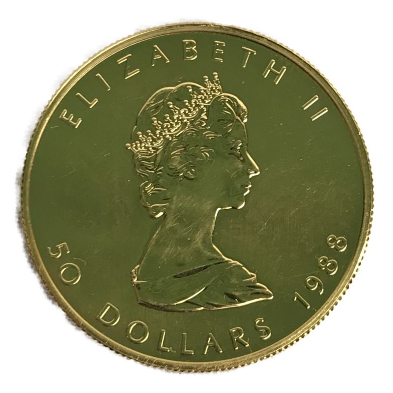 中古】 金貨 メイプルリーフ金貨 エリザベス カナダ 1988年 50ドル 1oz 