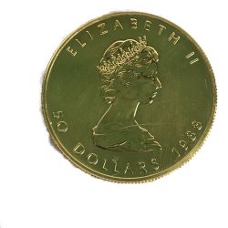 ■■ 金貨 メイプルリーフ金貨 エリザベス カナダ 1988年 50ドル 1oz 31.1g 純金 K24 コイン 9999 Bランク