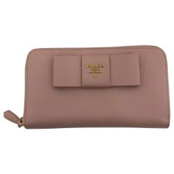 ■■ PRADA プラダ サフィアーノ ラウンドファスナー長財布 箱付 1M0506 ピンク Bランク