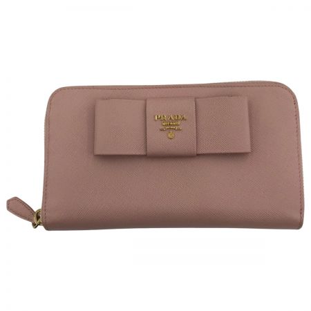  PRADA プラダ サフィアーノ ラウンドファスナー長財布 箱付 1M0506 ピンク