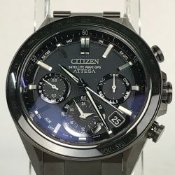■■ CITIZEN シチズン アテッサ サテライトウェーブ メンズ ソーラー電波 腕時計 エコドライブ 本体のみ F950-0029S01 ブラック Bランク