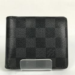 ■■ LOUIS VUITTON ルイヴィトン ダミエ グラフィット ポルトフォイユ・スレンダー 2つ折り財布 N63142 ブラック Cランク