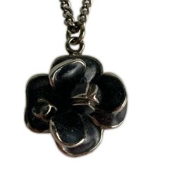 ■■ CHANEL シャネル ネックレス ココマーク カメリア 2009年プレコレクション（春夏モデル）ラメ 09 P ブラック Bランク