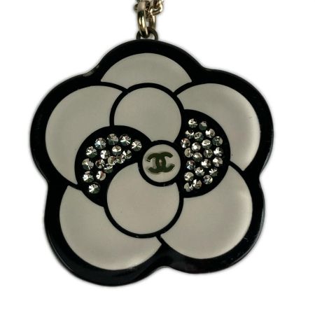  CHANEL シャネル カメリア ココマーク フラワーモチーフ ネックレス ラインストーン ブラック x ホワイト