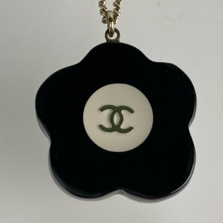  CHANEL シャネル カメリア ココマーク フラワーモチーフ ネックレス ラインストーン ブラック x ホワイト