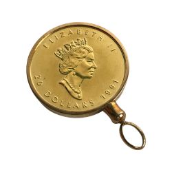 ■■ 金貨 k24メイプルリーフ金貨 1/2オンス コインネックレス ペンダントトップ カナダ 1991年 エリザベス2世 Bランク